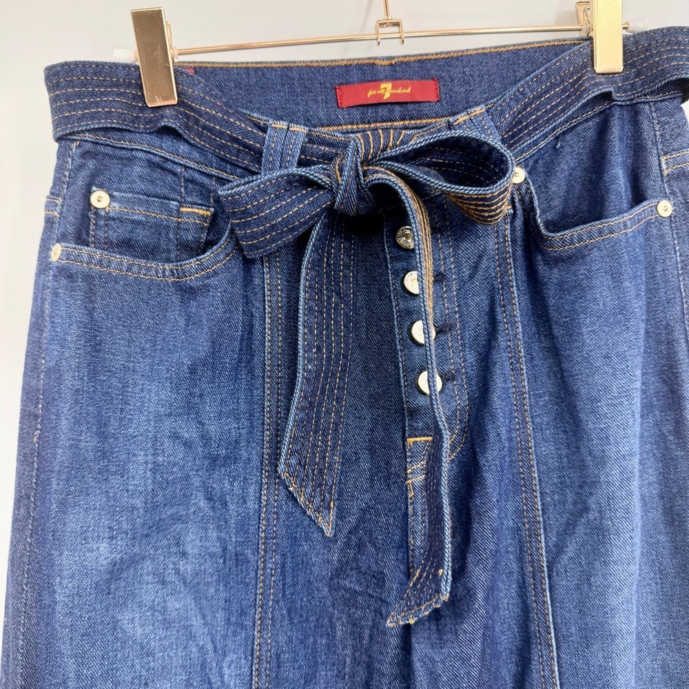 7 FOR ALL MANKIND Wide Leg Lounge Pant Denim Palazzo Jeans In Deep Blue - Picture 7 of 7
